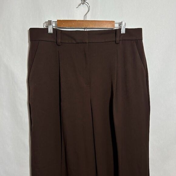 NWT Loft Peyton Trouser Pants 14 Brown Wide Leg High Rise Pleats Career NEW - Picture 5 of 8